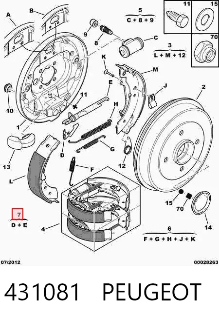 Kit de reparación del mecanismo de ajuste automático de zapatas de freno 431081 Peugeot/Citroen