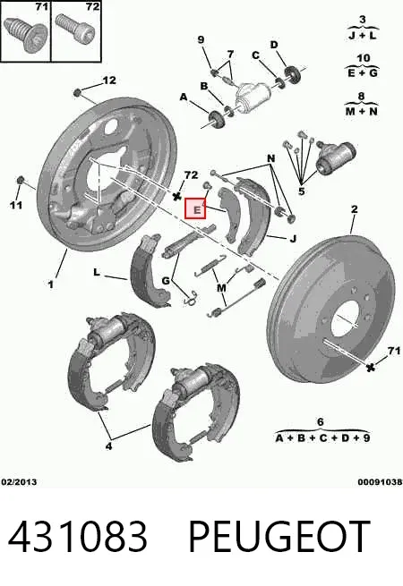 Kit de reparación del mecanismo de ajuste automático de zapatas de freno 431083 Peugeot/Citroen