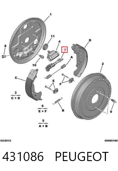 Kit de reparación del mecanismo de ajuste automático de zapatas de freno 431086 Peugeot/Citroen