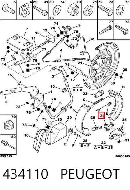 Kit reparación del freno de mano 434110 Peugeot/Citroen