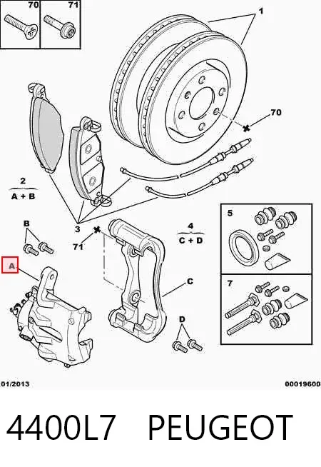 Pinza de freno delantera derecha 4400L7 Peugeot/Citroen