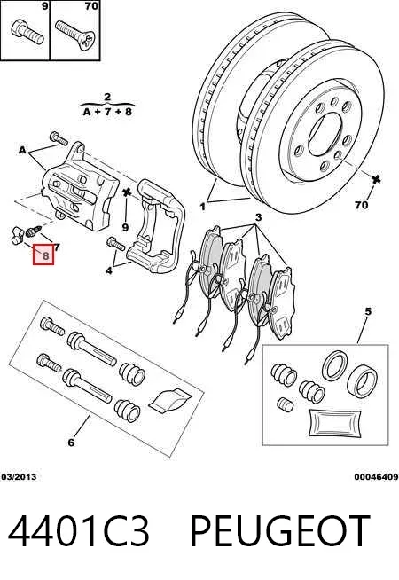 Pinza de freno delantera derecha 4401C3 Peugeot/Citroen