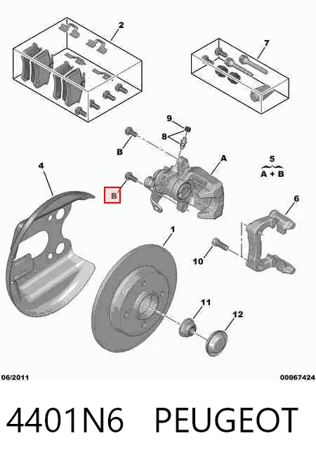 Pinza de freno trasera izquierda 4401N6 Peugeot/Citroen