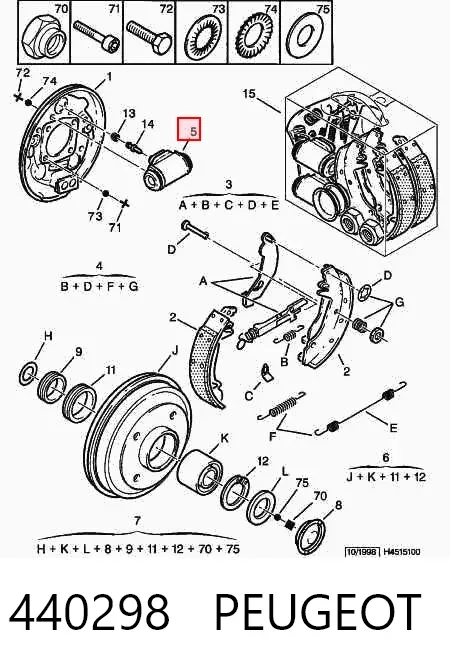 Cilindro de freno de rueda trasera 440298 Peugeot/Citroen