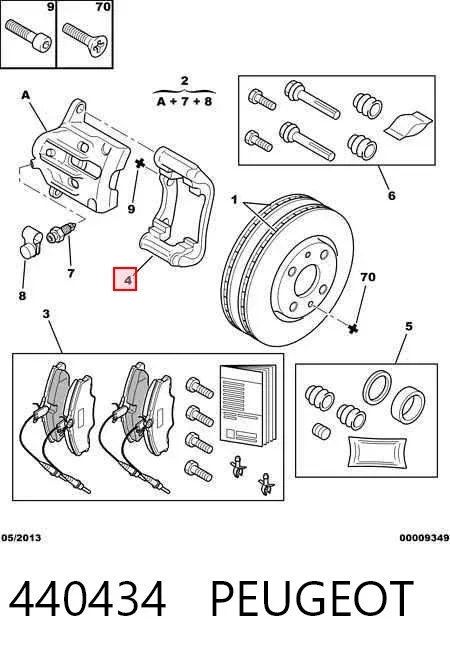 Soporte de la pinza de freno delantera 440434 Peugeot/Citroen
