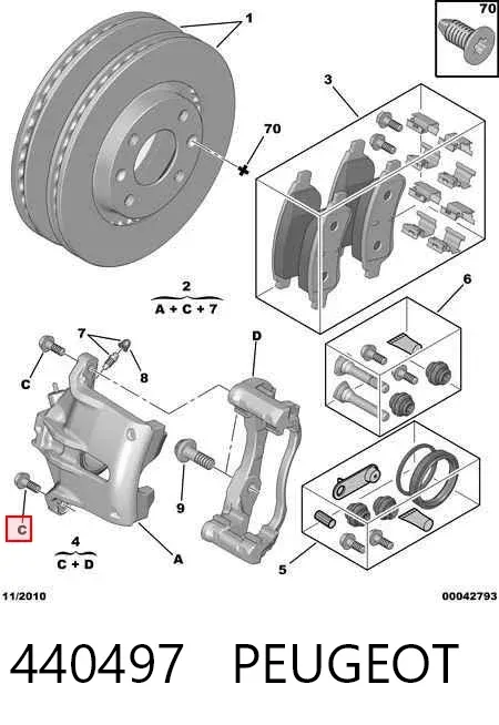Soporte de la pinza de freno delantera 440497 Peugeot/Citroen