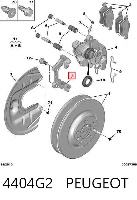 Soporte de la pinza de freno trasera 4404G2 Peugeot/Citroen