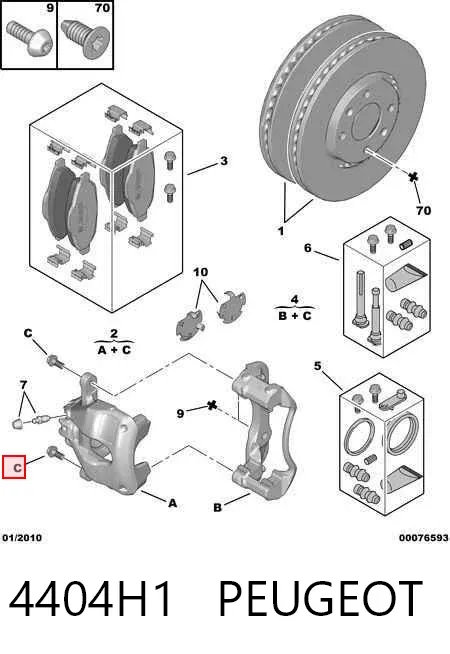 Soporte de la pinza de freno delantera 4404H1 Peugeot/Citroen
