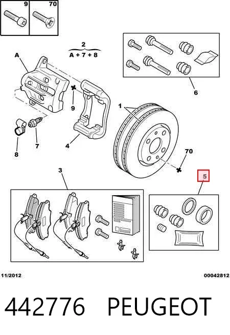 Kit de reparación de pinzas de freno 442776 Peugeot/Citroen