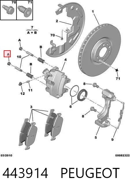 Kit de reparación de pinzas de freno 443914 Peugeot/Citroen