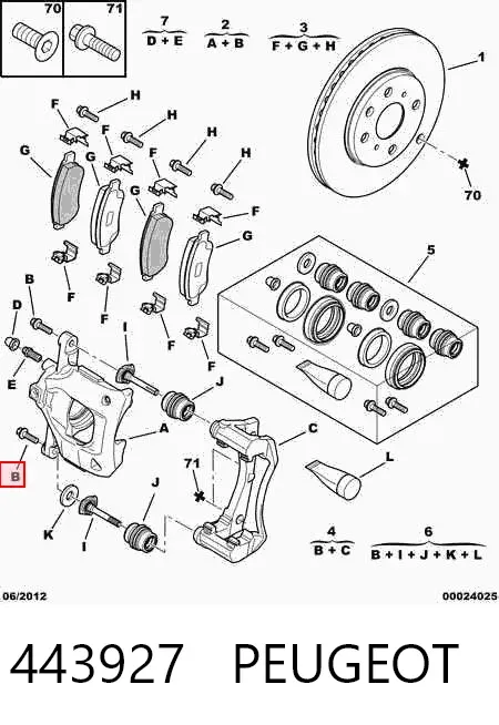 Kit de reparación de pinzas de freno 443927 Peugeot/Citroen