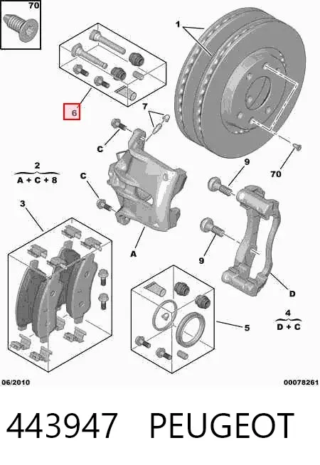 Kit de reparación de pinzas de freno 443947 Peugeot/Citroen