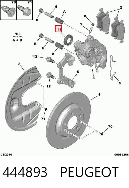 Kit de reparación de pinzas de freno trasero 444893 Peugeot/Citroen