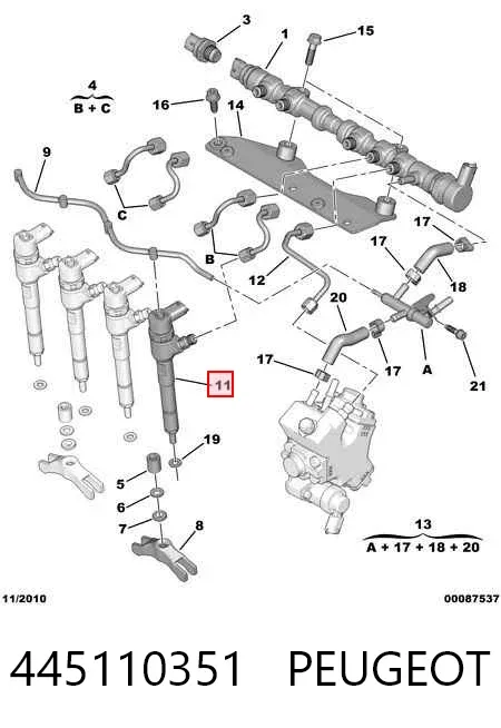Inyector 445110351 Peugeot/Citroen