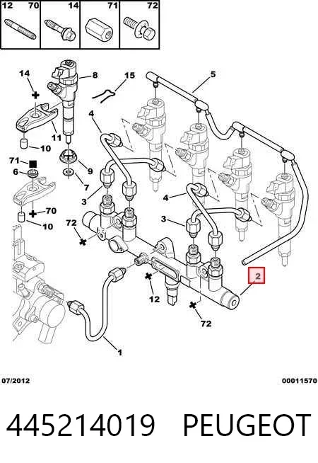 Rampa de combustible 445214019 Peugeot/Citroen