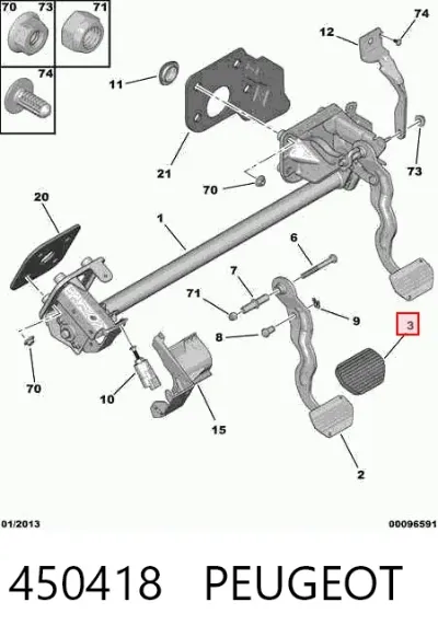Cubierta de pedal de freno PEUGEOT 450418