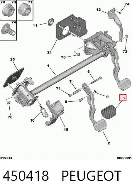 Cubierta de pedal de freno 450418 Peugeot/Citroen