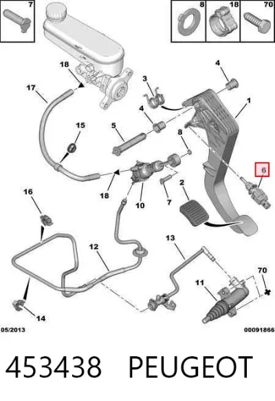 Sensor de posición del pedal de embrague PEUGEOT 453438