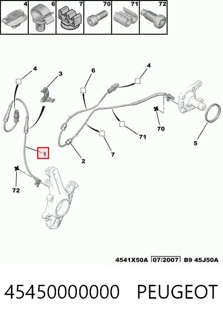 Sensor ABS 45450000000 Peugeot/Citroen