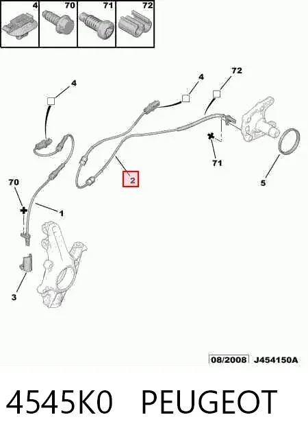 Sensor ABS trasero 4545K0 Peugeot/Citroen