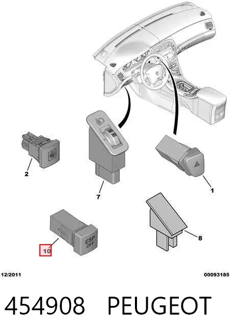 Botón de desactivación ESP 454908 Peugeot/Citroen