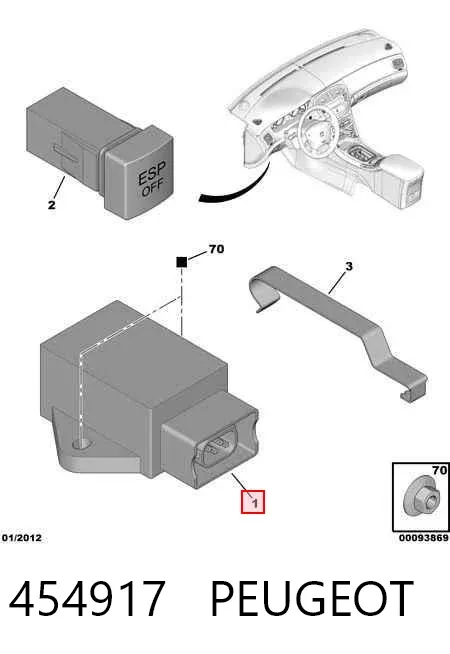 Sensor de aceleración lateral (ESP) 454917 Peugeot/Citroen