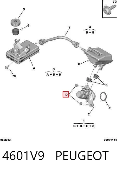 Cilindro maestro de frenos 4601V9 Peugeot/Citroen