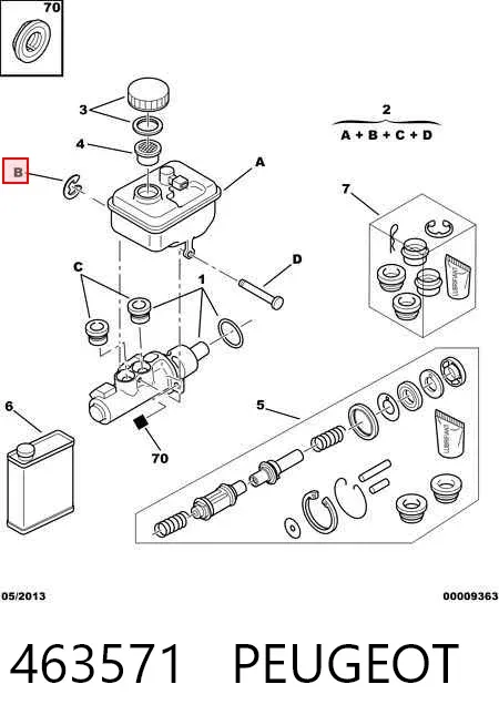 Depósito de líquido de frenos 463571 Peugeot/Citroen