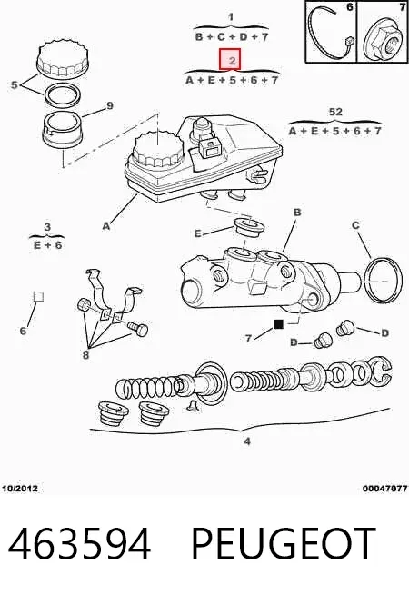 Depósito de líquido de frenos 463594 Peugeot/Citroen