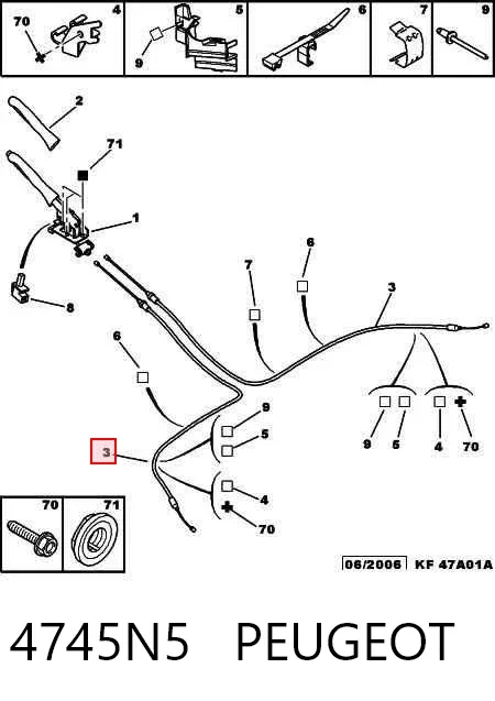 Cable de freno de mano trasero derecho/izquierdo 4745N5 Peugeot/Citroen