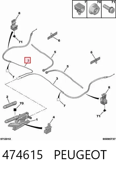 Cable de freno de mano trasero derecho/izquierdo 474615 Peugeot/Citroen