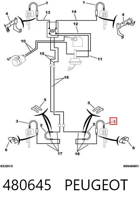 Latiguillo de freno trasero 480645 Peugeot/Citroen