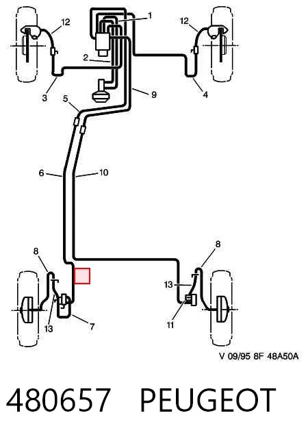 Latiguillo de freno trasero 480657 Peugeot/Citroen