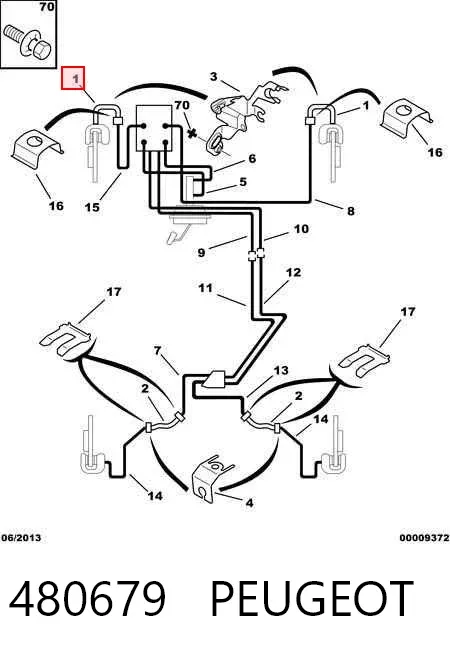 Latiguillos de freno delantero izquierdo 480679 Peugeot/Citroen
