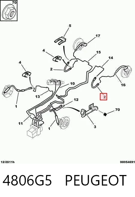 Latiguillo de freno trasero 4806G5 Peugeot/Citroen