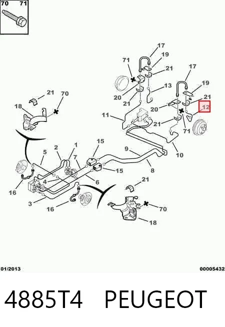 Tubo de freno trasero izquierdo 4885T4 Peugeot/Citroen