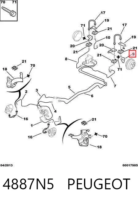 Tubo de freno trasero izquierdo 4887N5 Peugeot/Citroen