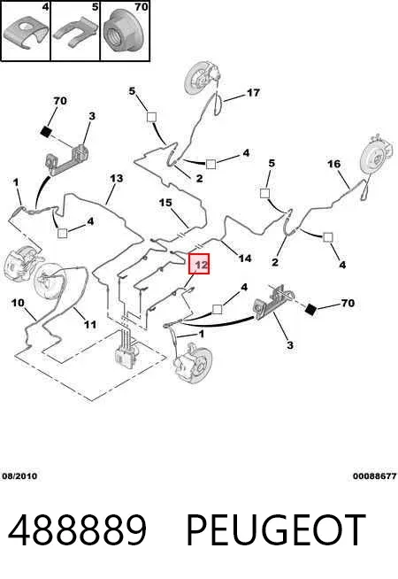 Tubo de freno delantero izquierdo 488889 Peugeot/Citroen