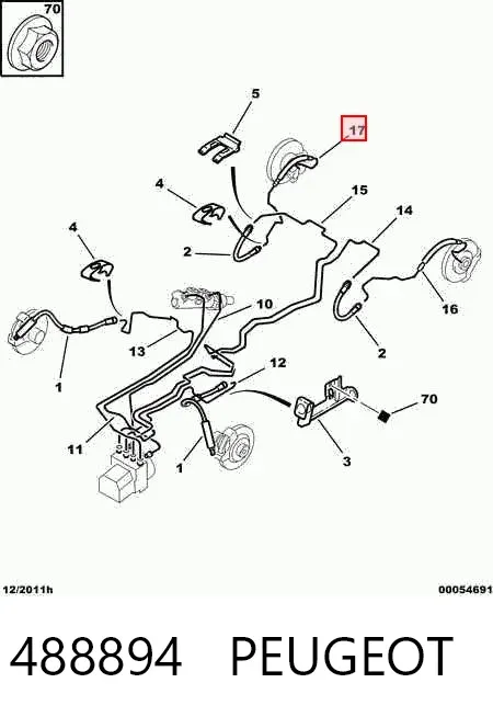 Latiguillos de freno trasero derecho 488894 Peugeot/Citroen