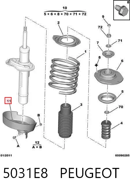 Plato inferior del resorte delantero 5031E8 Peugeot/Citroen