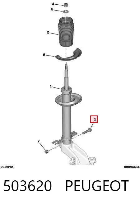 Tornillo de fijación del amortiguador delantero 503620 Peugeot/Citroen