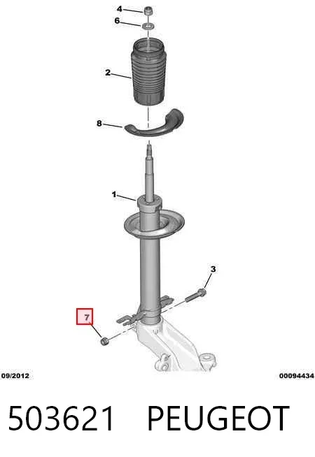 Tornillo (tuerca) de sujeción 503621 Peugeot/Citroen