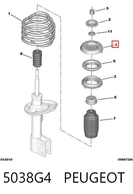 Soporte del amortiguador delantero 5038G4 Peugeot/Citroen