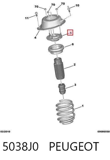 Soporte del amortiguador delantero derecho 5038J0 Peugeot/Citroen