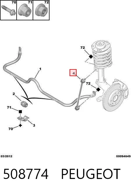 Bieleta estabilizadora delantera 508774 Peugeot/Citroen