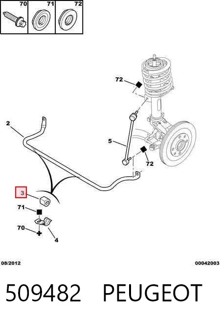 Buje de barra estabilizadora delantera 509482 Peugeot/Citroen