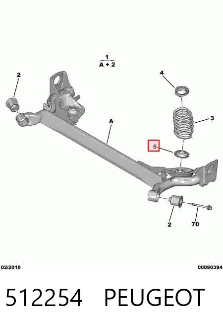 Aislador de resorte trasero inferior de goma 512254 Peugeot/Citroen