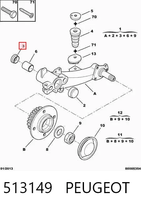 Rodamiento de agujas del eje trasero 513149 Peugeot/Citroen