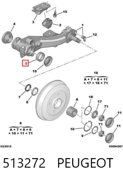 Rodamiento de agujas del eje trasero PEUGEOT 513272