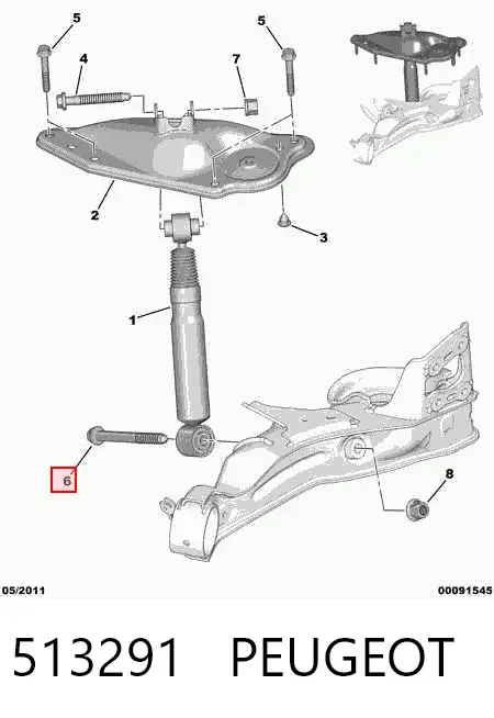 Tornillo (tuerca) de sujeción 513291 Peugeot/Citroen